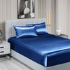 Royal Comfort Satin Sheet Set 3 Piece Fitted Sheet Pillowcase Soft  - Queen - Navy Blue Deals499