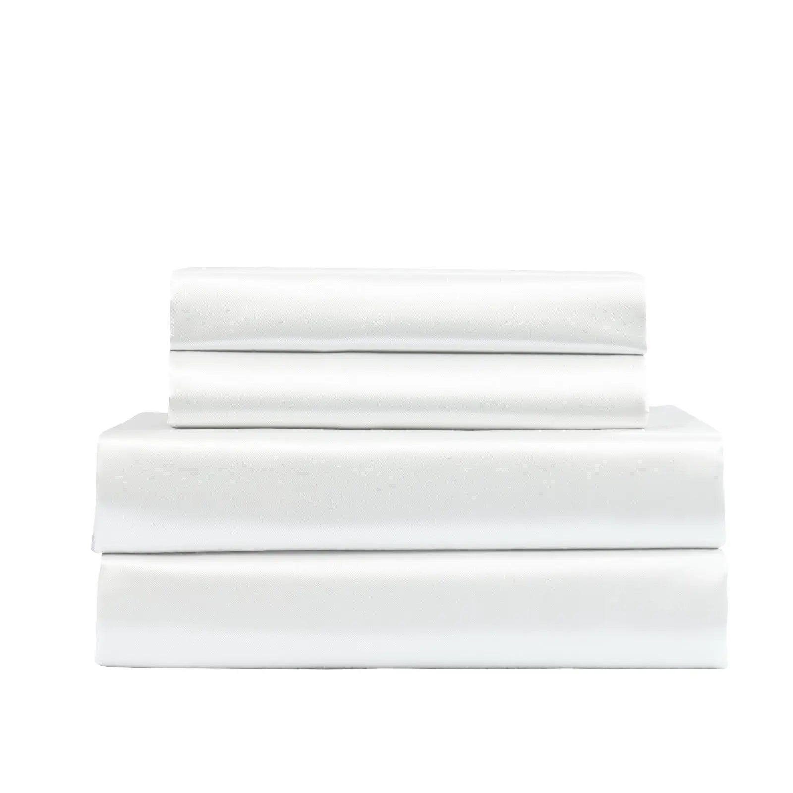 Royal Comfort Satin Sheet Set 4 Piece Fitted Flat Sheet Pillowcases  - Queen - White Deals499