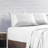 Royal Comfort Satin Sheet Set 4 Piece Fitted Flat Sheet Pillowcases  - Queen - White Deals499