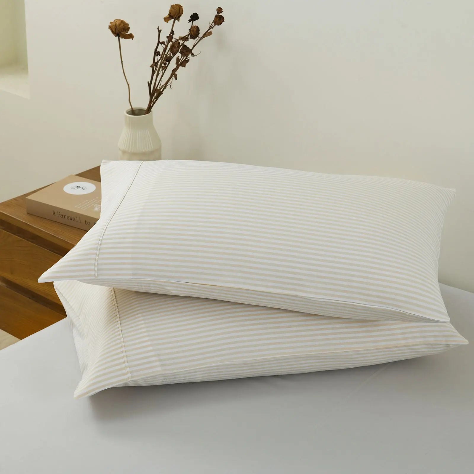 Royal Comfort Striped Flax Linen Blend Quilt Cover Set Soft Touch Bedding - King - Beige from Deals499 at Deals499