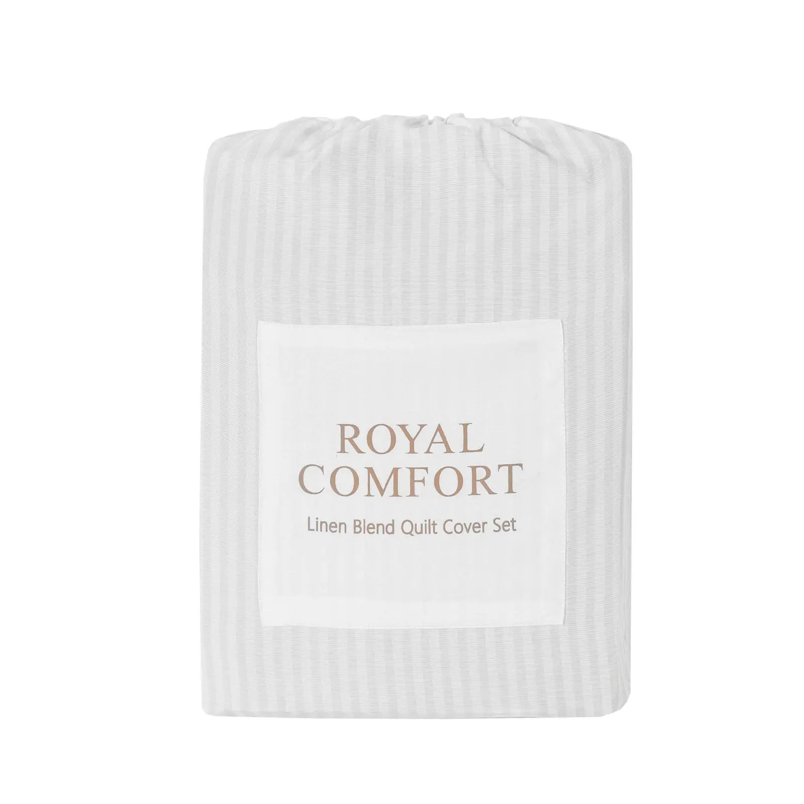 Royal Comfort Striped Flax Linen Blend Quilt Cover Set Soft Touch Bedding - King - Grey from Deals499 at Deals499