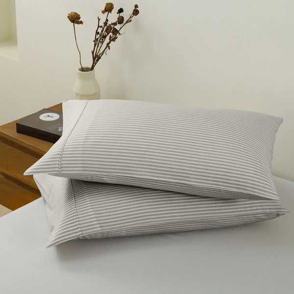 Royal Comfort Striped Flax Linen Blend Quilt Cover Set Soft Touch Bedding - King - Grey from Deals499 at Deals499