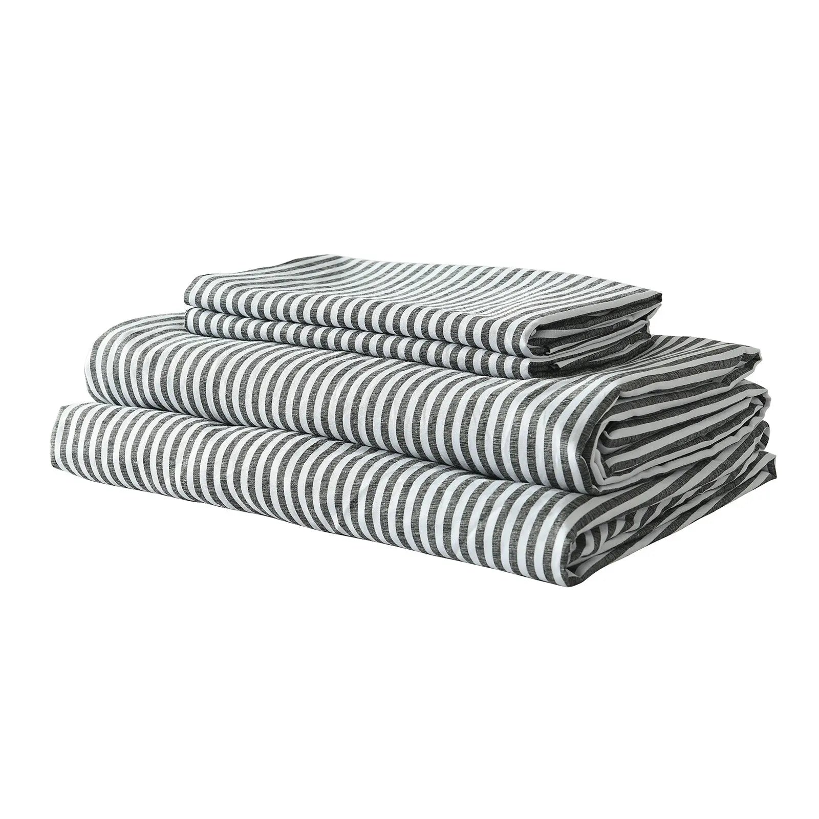 Royal Comfort Stripes Linen Blend Sheet Set Bedding Luxury Breathable Ultra Soft - King - Charcoal from Deals499 at Deals499
