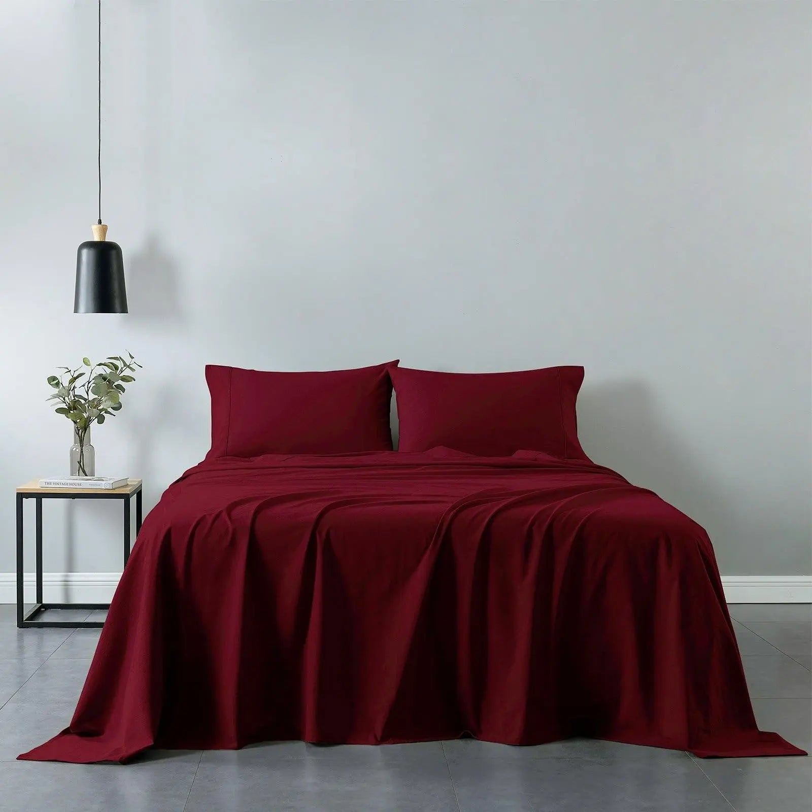 Royal Comfort Vintage Washed 100% Cotton Sheet Set Fitted Flat Sheet Pillowcases Double Mulled Wine Deals499
