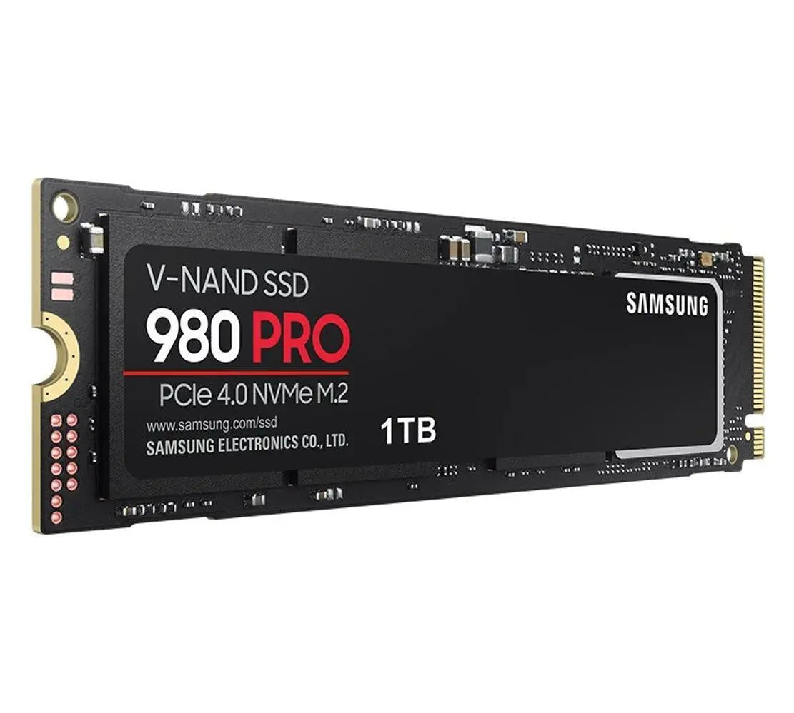 SAMSUNG 980 Pro 1TB NVMe SSD 7000MB/s 5000MB/s R/W 1000K/1000K IOPS 600TBW 1.5M Hrs MTBF M.2 2280 PCIe 4.0 Gen4 3-bit MLC V-NAND 5yrs Wty SAMSUNG