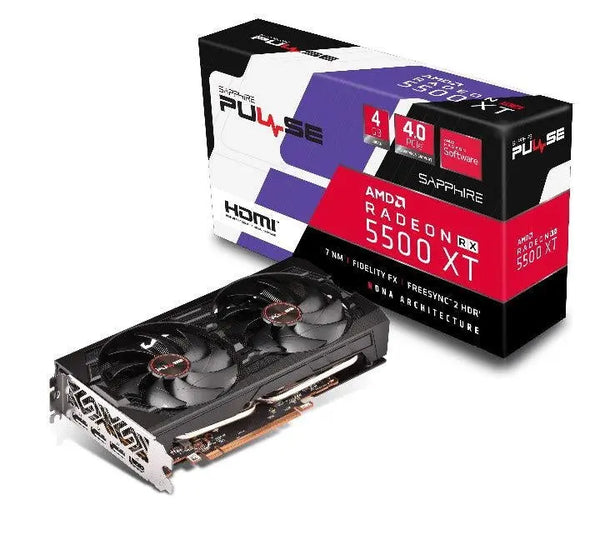SAPPHIRE AMD RADEON PULSE RX 5500 XT 4GB GDDR6 HDMI / TRIPLE DP OC W/BP (UEFI) LITE VGA CARD SAPPHIRE