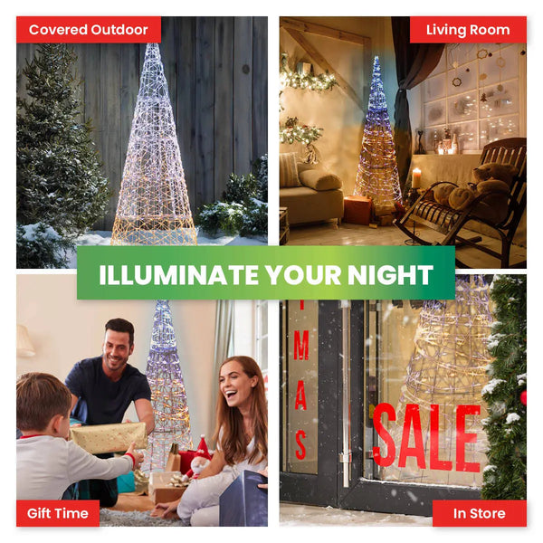 SAS Electrical 1.3m 3D LED Decorative Metal Cone Christmas Tree 192 Lights Deals499