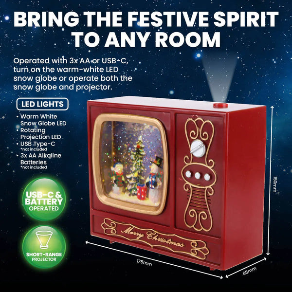 SAS Electrical 2-in-1 Vintage Radio Christmas Snowmen Snow Globe & Projector Deals499