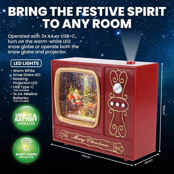 SAS Electrical 2-in-1 Vintage Radio Santa & Reindeer Snow Globe & Projector Deals499