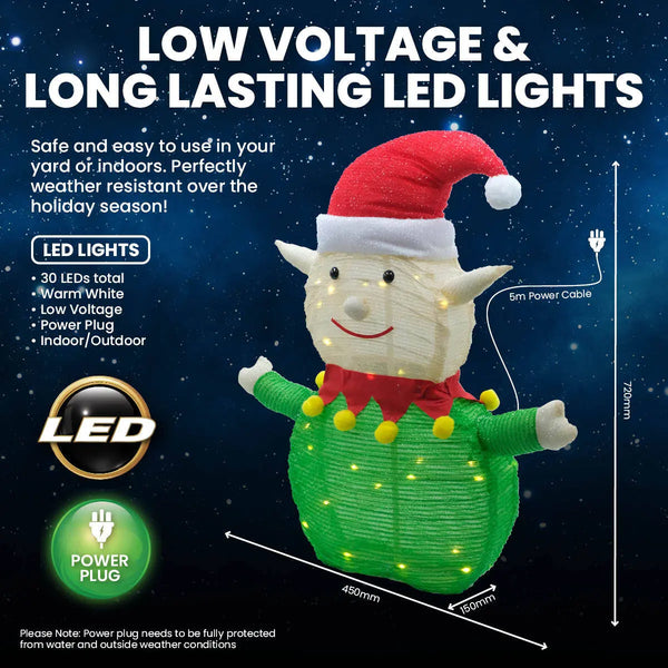 SAS Electrical 45 x 72cm 3D Elf Ornament Warm White LED Lighting Deals499