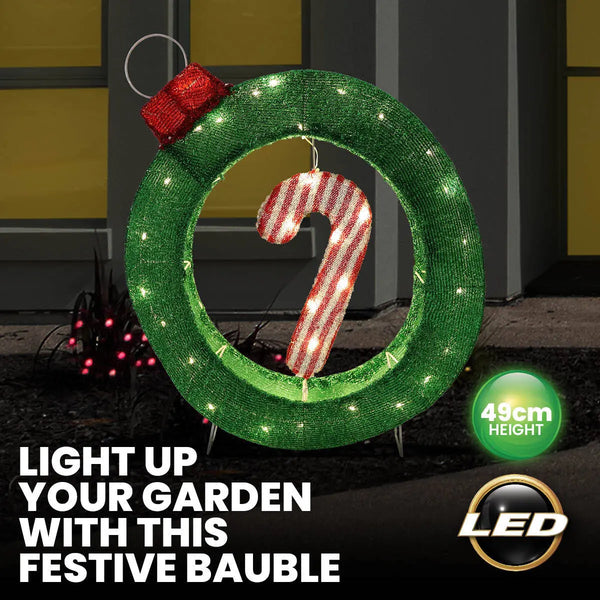 SAS Electrical 49 x 62cm 3D Bauble & Candy Cane Display Warm White Lighting Deals499
