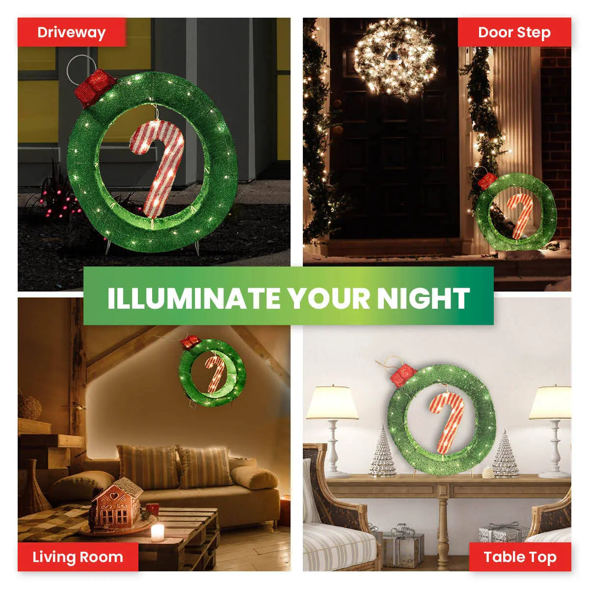 SAS Electrical 49 x 62cm 3D Bauble & Candy Cane Display Warm White Lighting Deals499