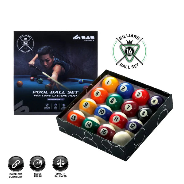 SAS Sports Pool Ball Boxed Set Premium Quality &amp; Durability Gloss Finish Deals499