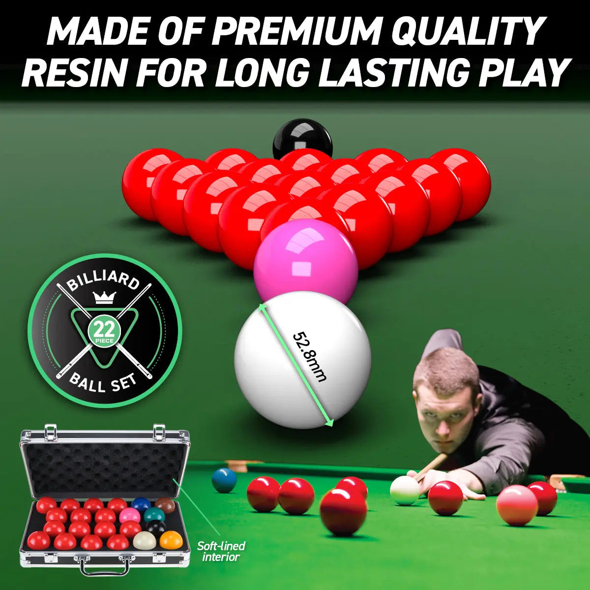 SAS Sports Snooker Ball Set With Aluminium Carry Case Premium Quality Deals499