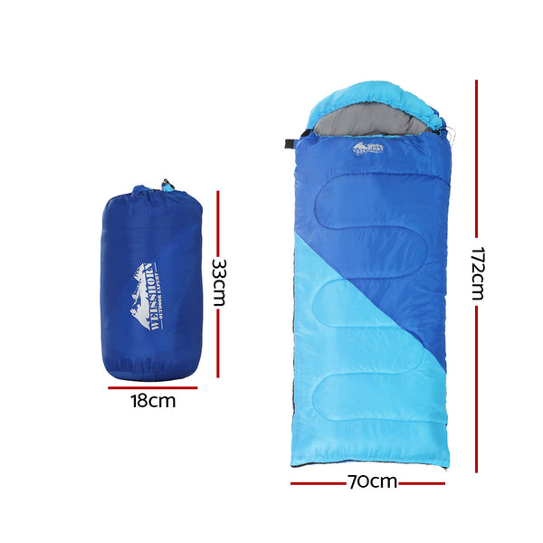 Weisshorn Sleeping Bag Bags Kids 172cm Camping Hiking Thermal Blue Deals499