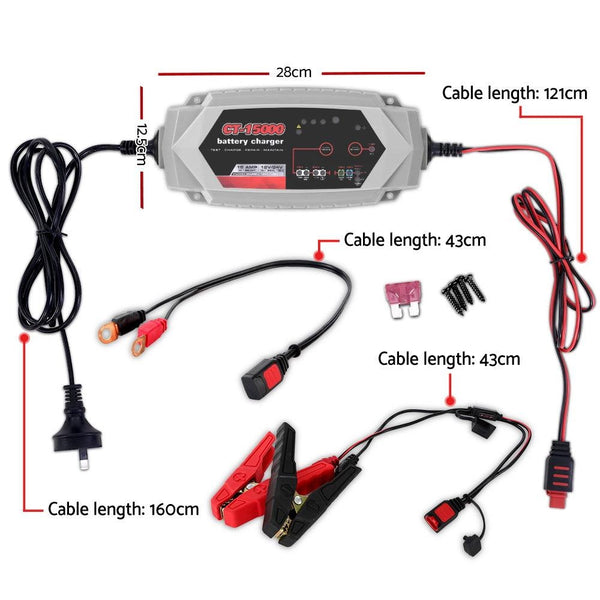 Smart Battery Charger 15A 12V 24V Automatic SLA AGM Car Truck Boat Motorcycle Caravan Deals499