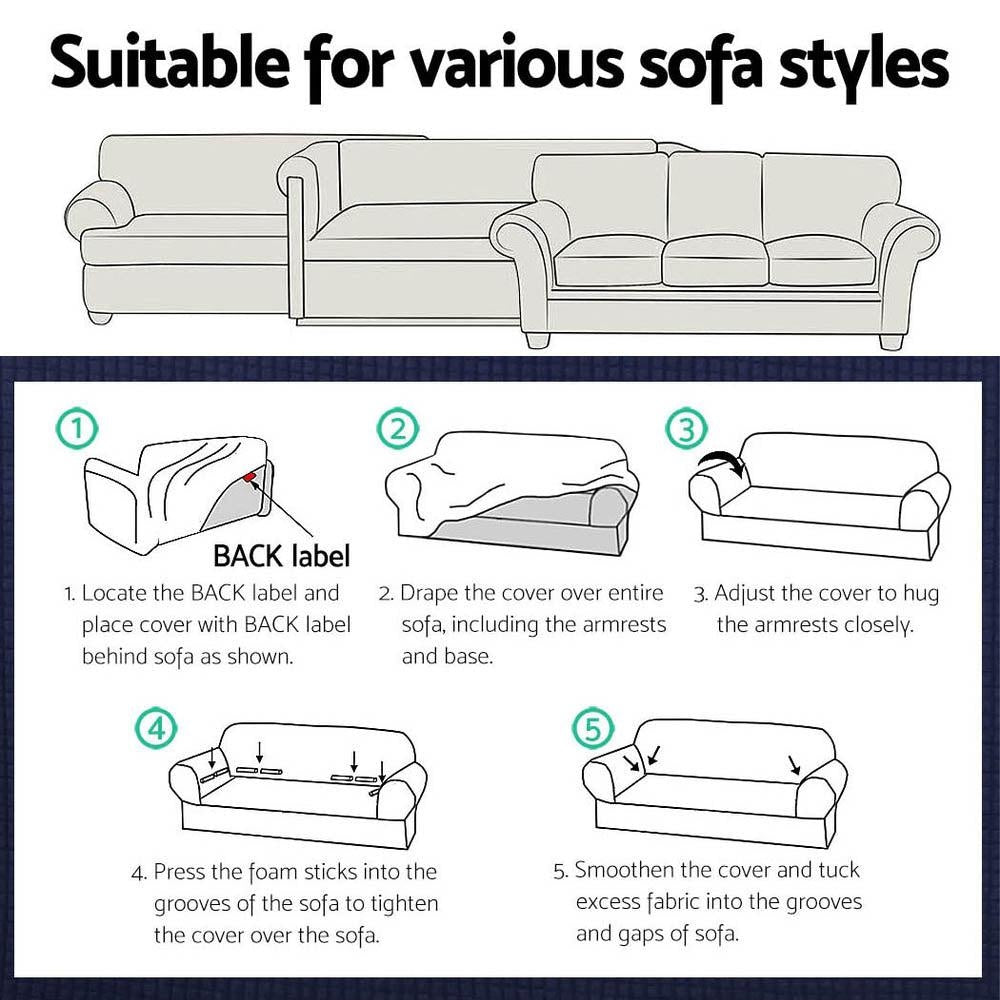 Artiss High Stretch Sofa Cover Couch Lounge Protector Slipcovers 3 Seater Black Deals499