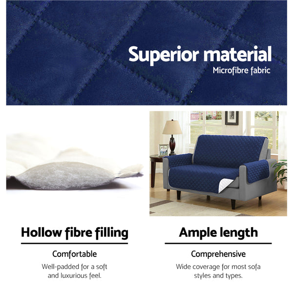 Artiss Sofa Cover Quilted Couch Covers Lounge Protector Slipcovers 3 Seater Navy Deals499
