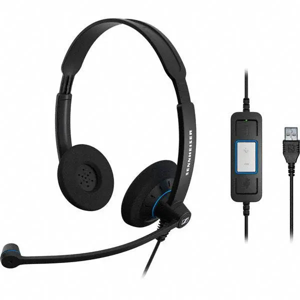 SENNHEISER SC60 Binaural Wideband Office headset, integrated call control, USB connect, Activegard protection, large ear pad, noise cancel mic, 2 yr SENNHEISER