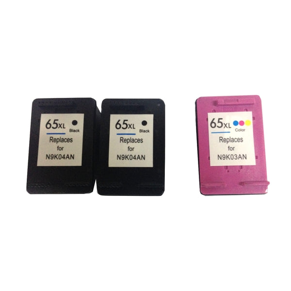 Remanufactured Value Pack (2 x HP65XL Black & 1 x HP65XL Colour) with New Chip HP
