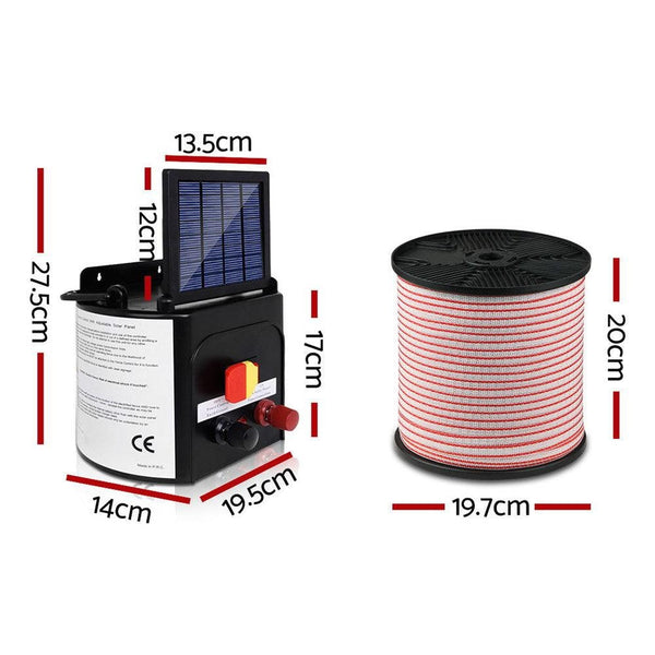 Giantz 3km Solar Electric Fence Energiser Charger with 400M Tape and 25pcs Insulators Deals499