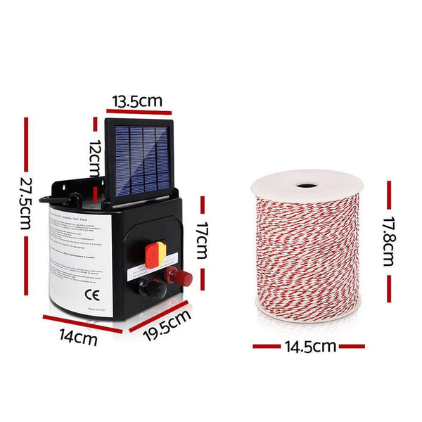 Giantz 3km Solar Electric Fence Energiser Charger with 500M Tape and 25pcs Insulators Deals499