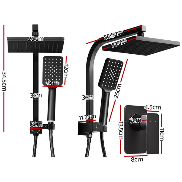 Cefito WELS 8'' Rain Shower Head Mixer Square Handheld High Pressure Wall Black Deals499