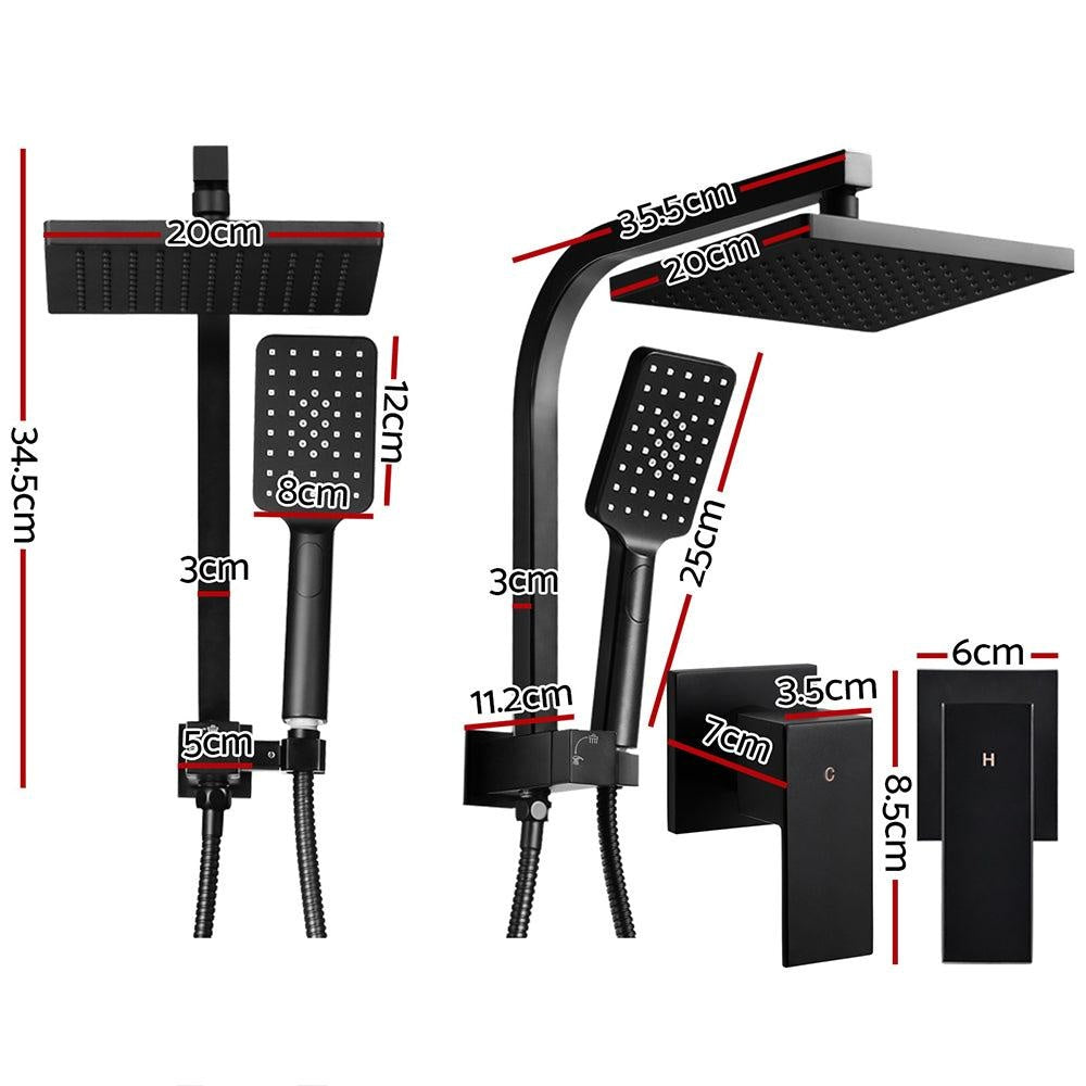 Cefito WELS 8'' Rain Shower Head Taps Square Handheld High Pressure Wall Black Deals499