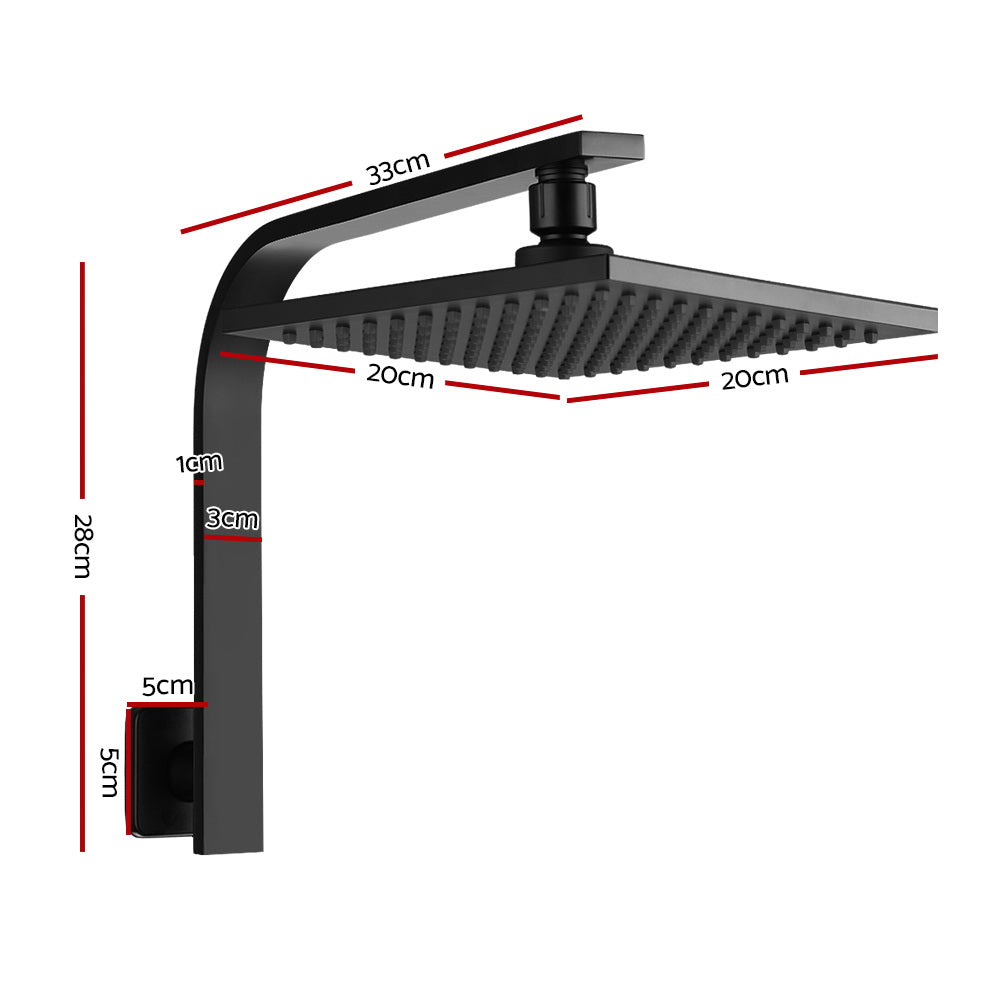 Cefito WElS 8'' Rain Shower Head Set Square High Pressure Wall Arm DIY Black Deals499