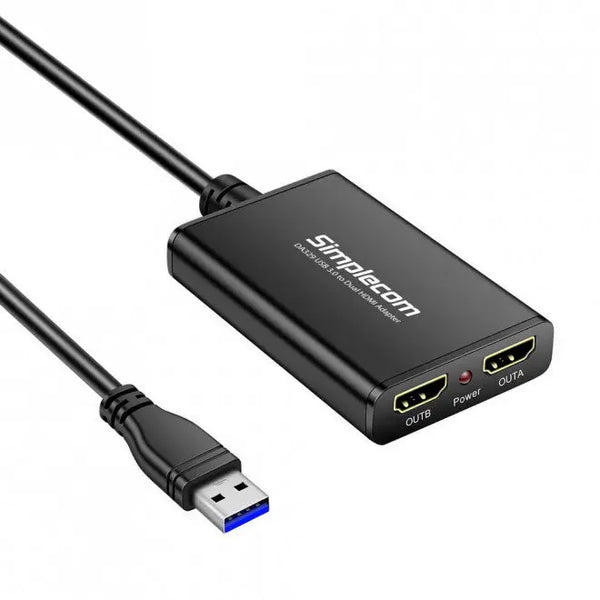 SIMPLECOM DA329 USB 3.0 Type A to Dual HDMI Display Adapter for 2 Extended Screens SIMPLECOM