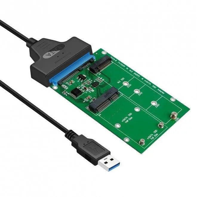 SIMPLECOM SA221 USB 3.0 to mSATA + NGFF M.2 (B Key) SSD 2 in 1 Combo Adapter SIMPLECOM