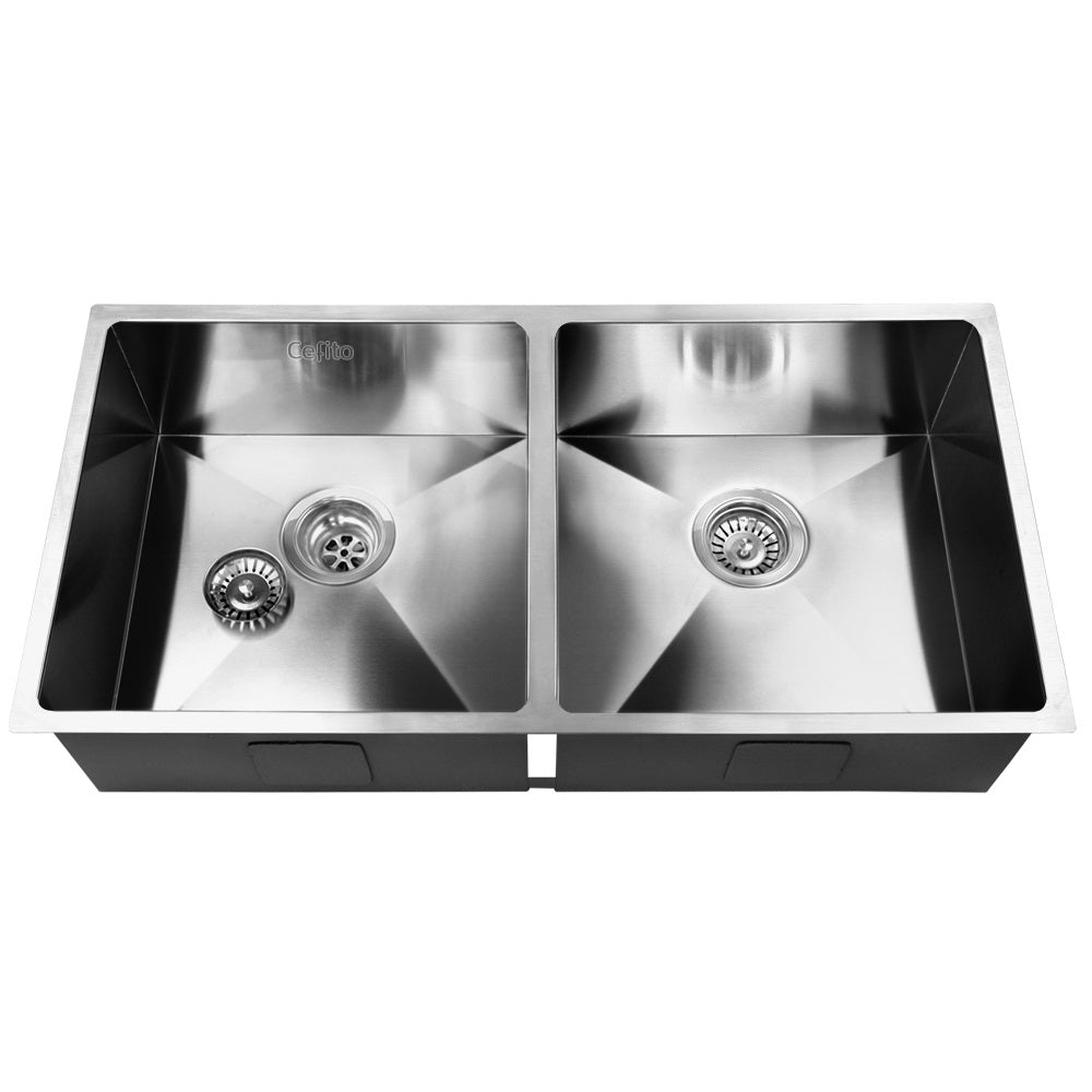 Cefito 86.5cm x 44cm Stainless Steel Kitchen Sink Under/Top/Flush Mount Silver Deals499