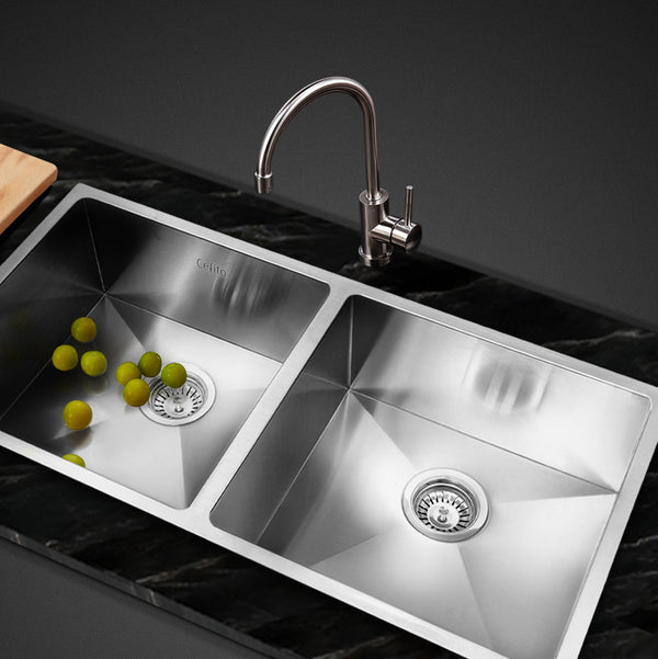 Cefito 86.5cm x 44cm Stainless Steel Kitchen Sink Under/Top/Flush Mount Silver Deals499
