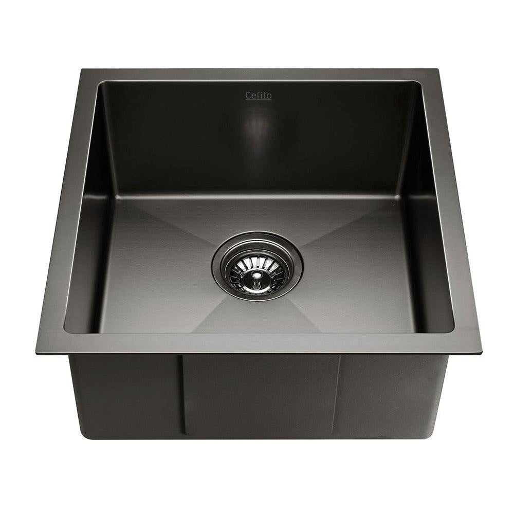 Cefito 51cm x 45cm Stainless Steel Kitchen Sink Under/Top/Flush Mount Black Deals499