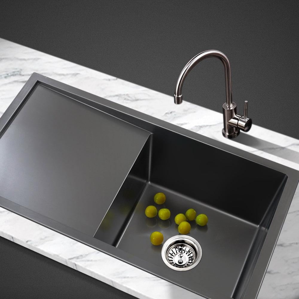 Cefito 75cm x 45cm Stainless Steel Kitchen Sink Under/Top/Flush Mount Black Deals499