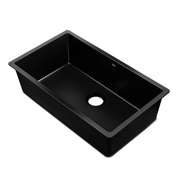 Cefito Stone Kitchen Sink 790X450MM Granite Under/Topmount Basin Bowl Laundry Black Deals499
