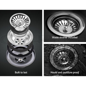 Cefito Stone Kitchen Sink Round 430MM Granite Under/Topmount Basin Bowl Laundry Black Deals499