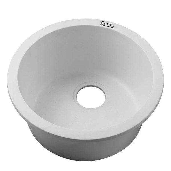 Cefito Stone Kitchen Sink Round 430MM Granite Under/Topmount Basin Bowl Laundry White Deals499