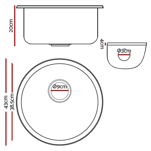 Cefito Stone Kitchen Sink Round 430MM Granite Under/Topmount Basin Bowl Laundry White Deals499