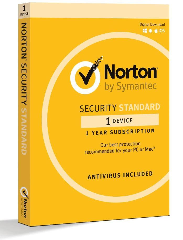 NORTON Security Standard 1 Device Retail Box - Compatible with PC, MAC, Android, iOS 1 Year - Non Subscription Edition NORTON