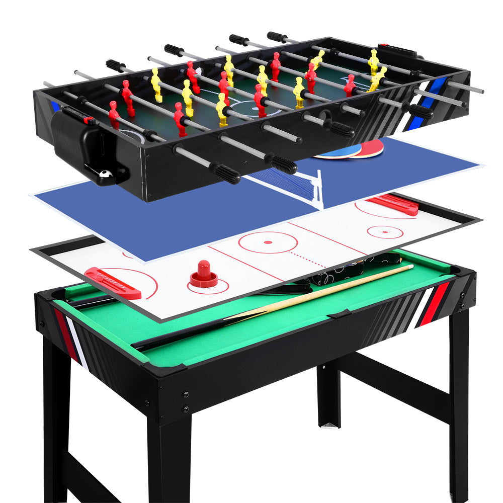 4FT 4-In-1 Soccer Table Tennis Ice Hockey Pool Game Football Foosball Kids Adult Deals499