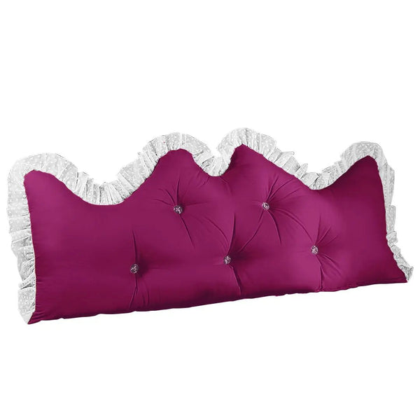 SOGA 180cm Burgundy Princess Bed Pillow Headboard Backrest Bedside Tatami Sofa Cushion with Ruffle Lace Home Decor Soga