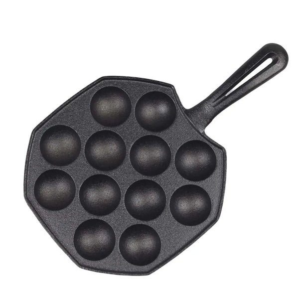 SOGA 18CM Cast Iron Takoyaki Fry Pan Octopus Balls Maker 12 Hole Cavities Grill Mold Soga