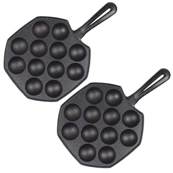 SOGA 2X 18CM Cast Iron Takoyaki Fry Pan Octopus Balls Maker 12 Hole Cavities Grill Mold Soga