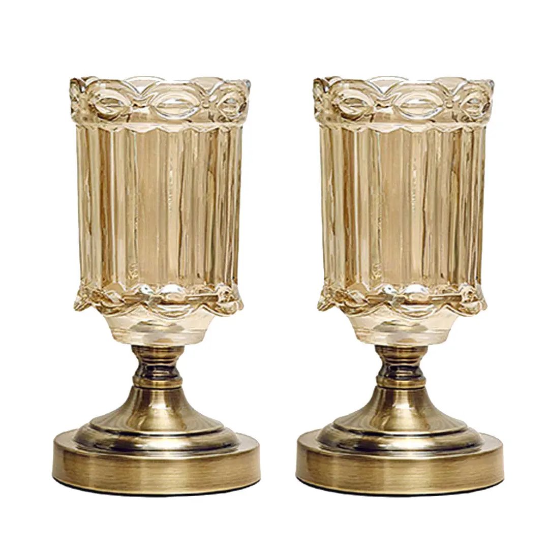 SOGA 2X 25cm Transparent Glass Flower Vase with Metal Base Filler Vase Soga