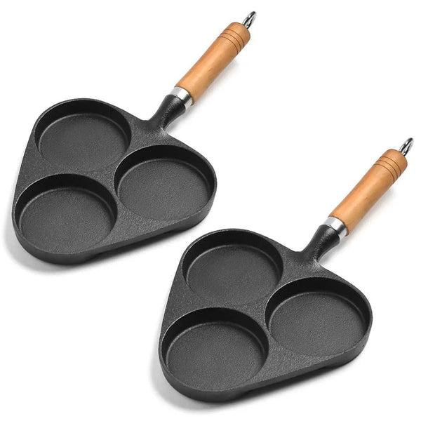 SOGA 2X 3 Mold Cast Iron Breakfast Fried Egg Pancake Omelette Fry Pan Soga