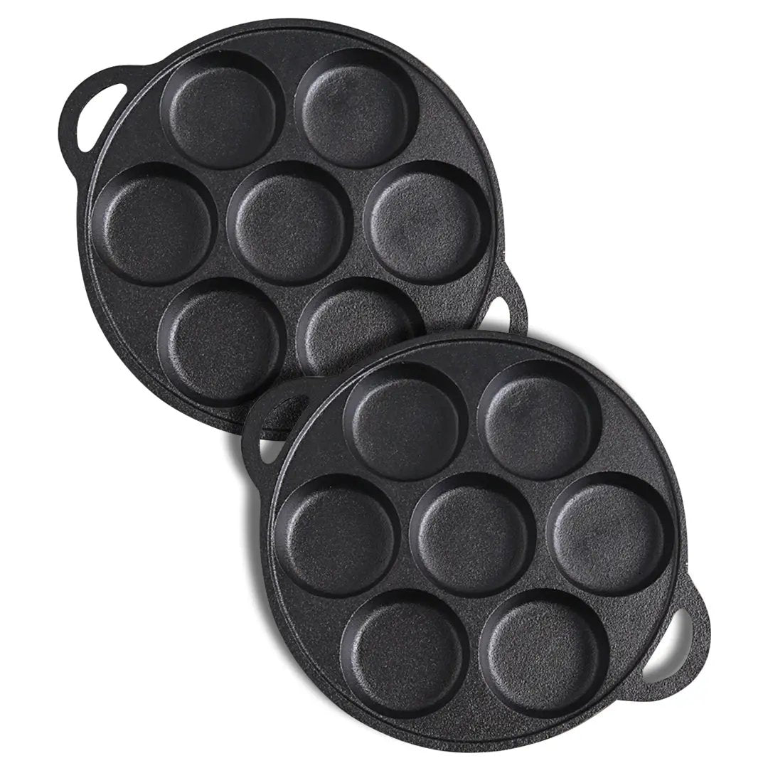 SOGA 2X 31.5cm Cast Iron Takoyaki Fry Pan Octopus Balls Maker 7 Hole Cavities Grill Mold Soga