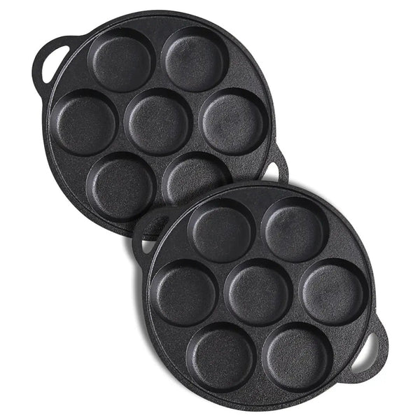 SOGA 2X 31.5cm Cast Iron Takoyaki Fry Pan Octopus Balls Maker 7 Hole Cavities Grill Mold Soga