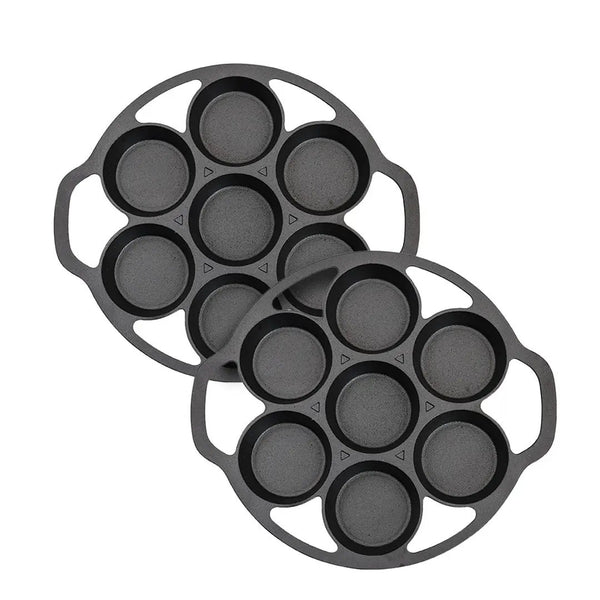 SOGA 2X 32cm Cast Iron Takoyaki Fry Pan Octopus Balls Maker 7 Hole Cavities Grill Mold Soga