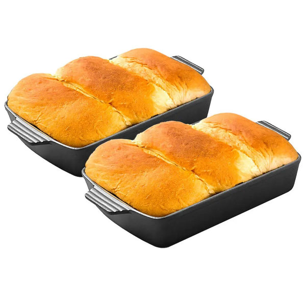 SOGA 2X 38cm Cast Iron Rectangle Bread Cake Baking Dish Lasagna Roasting Pan Soga